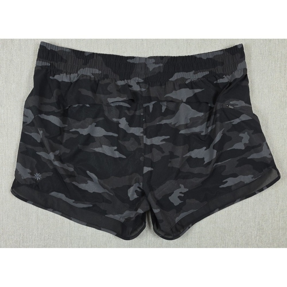 Athleta Shorts Womens Large Black Camo Printed Mesh Racer Run Lined Running 4 In - Picture 9 of 13